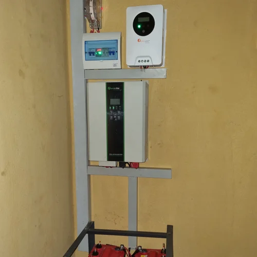 Image showing Organized wiring and installation of inverter, panels, and batteries.